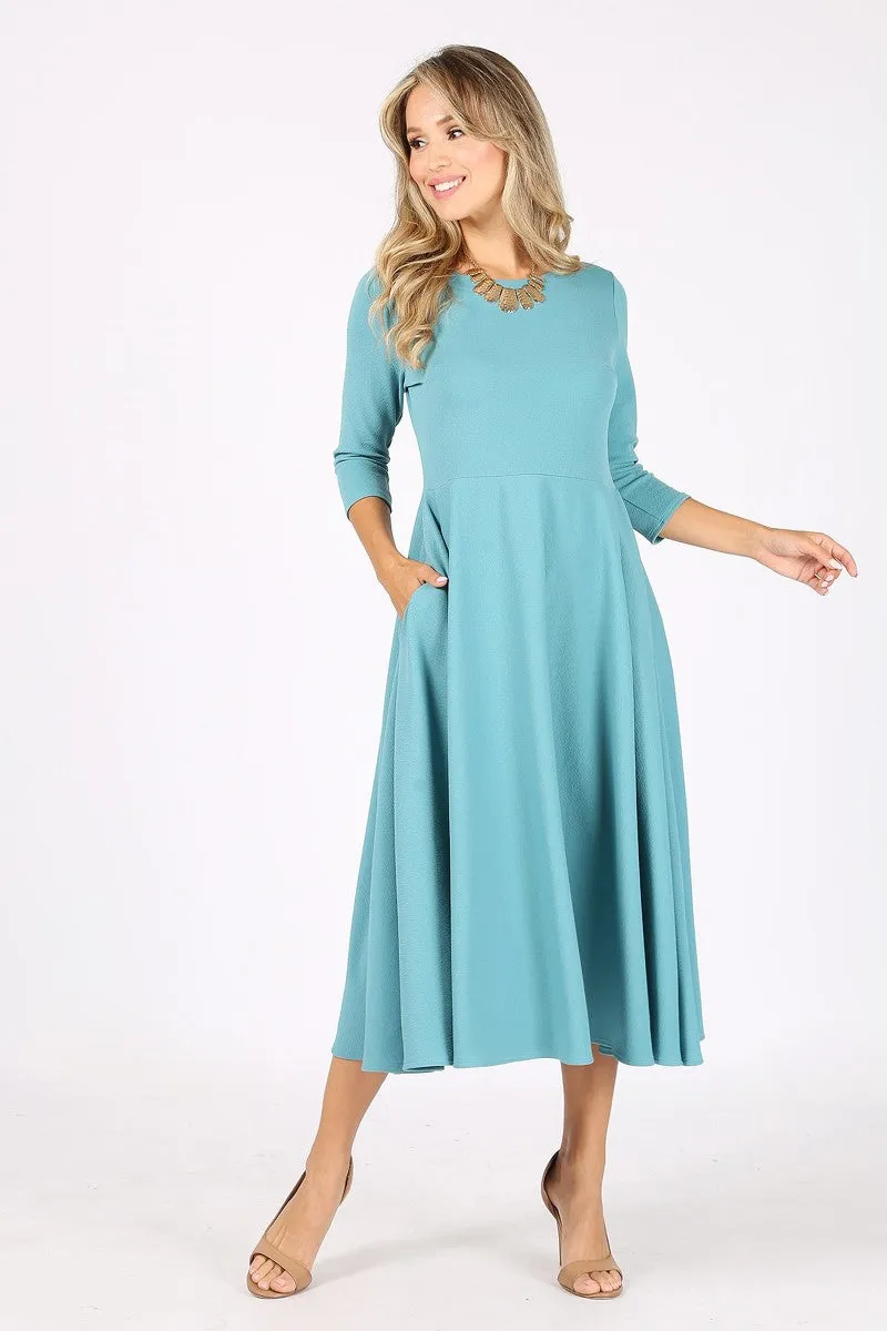 Midi Dress Round Neckline
