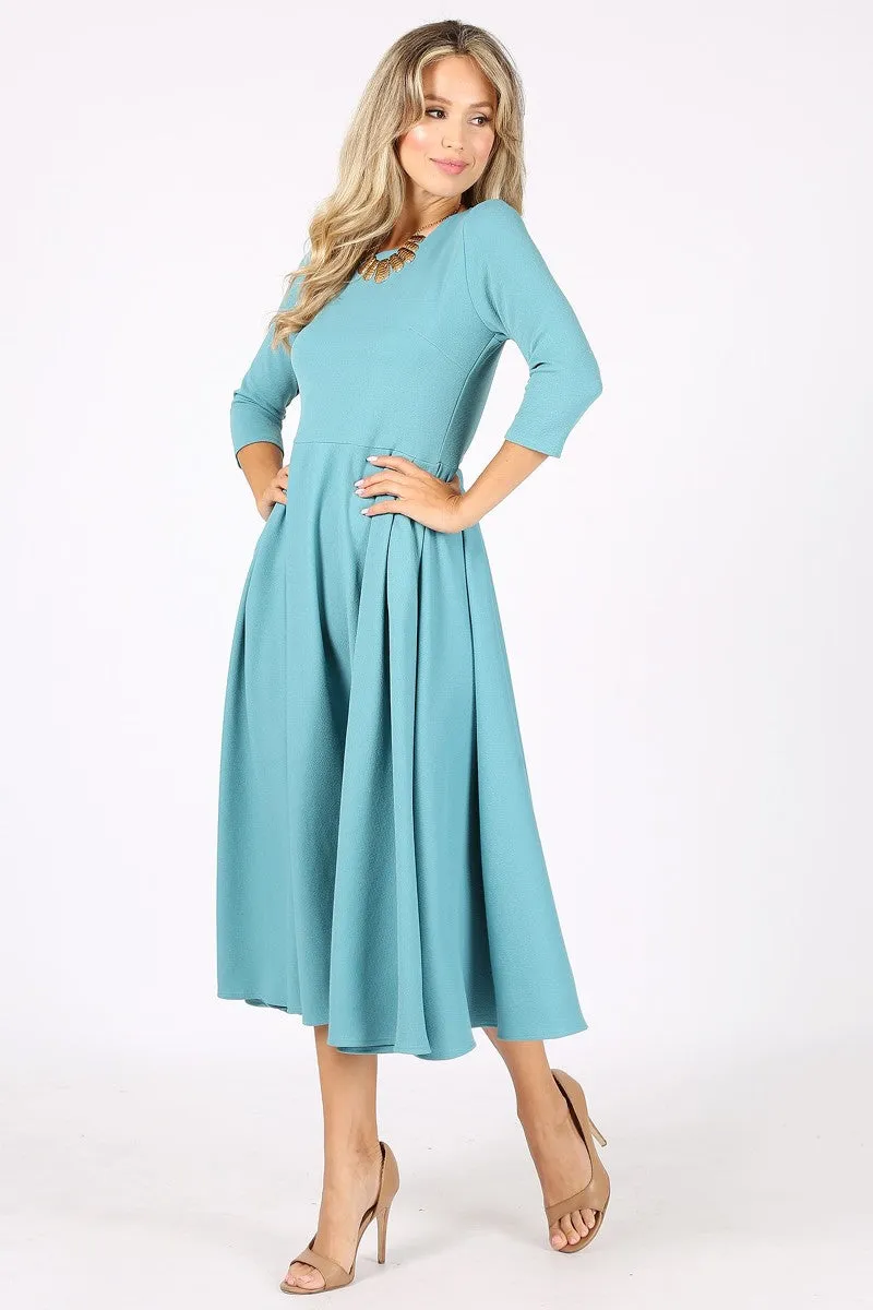 Midi Dress Round Neckline