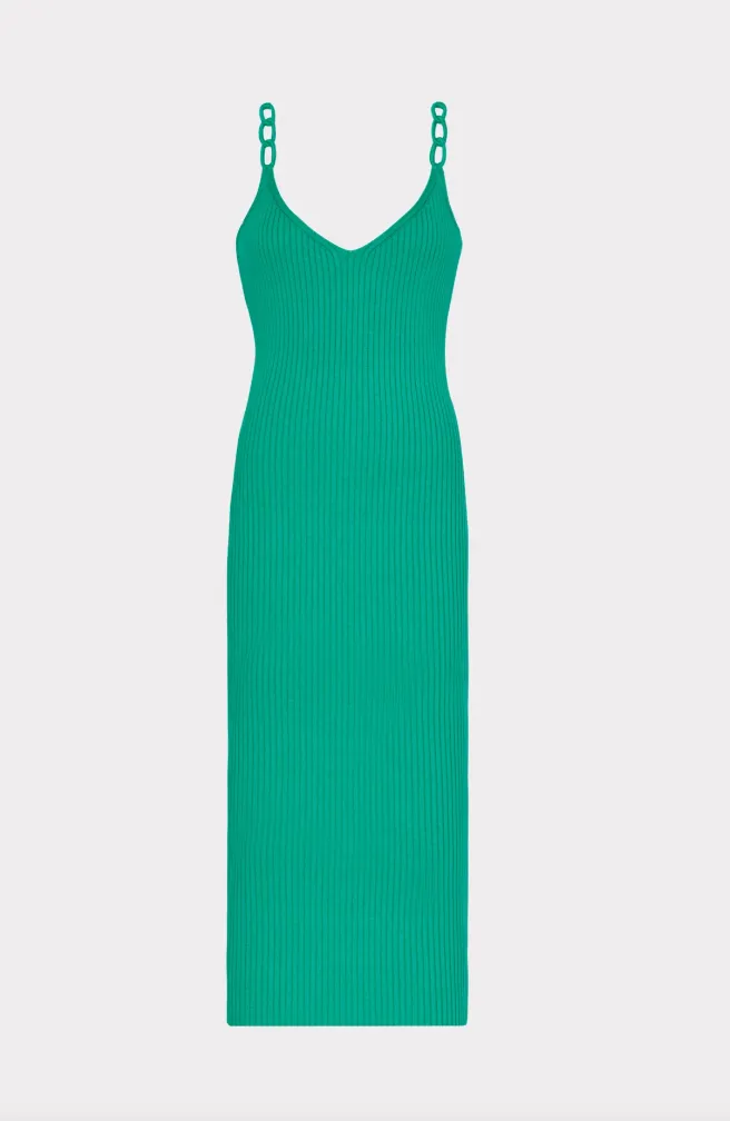 Milly Knit Chain Strap Midi Dress Emerald