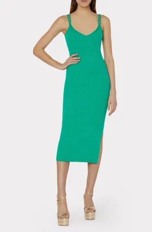 Milly Knit Chain Strap Midi Dress Emerald