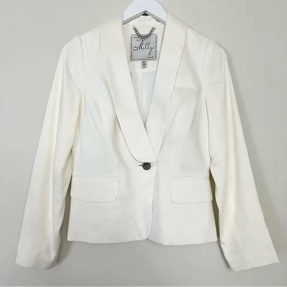 Milly of New York Linen Blend White Blazer