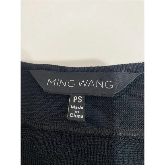 Ming Wang Cardigan Size SP Black With Green Embroidered 3/4 Sleeves