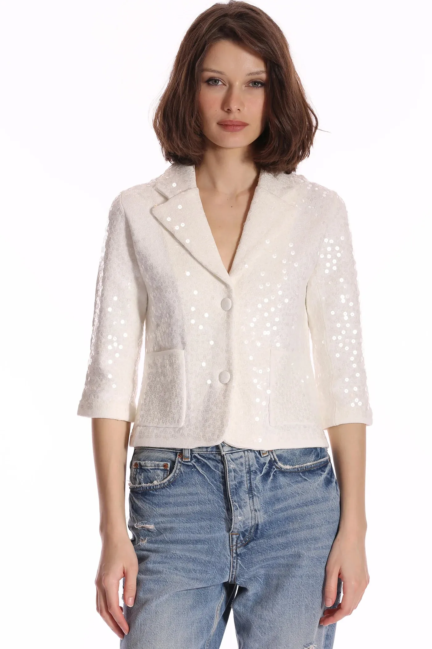 Minnie Rose Sequin Shrunken Blazer