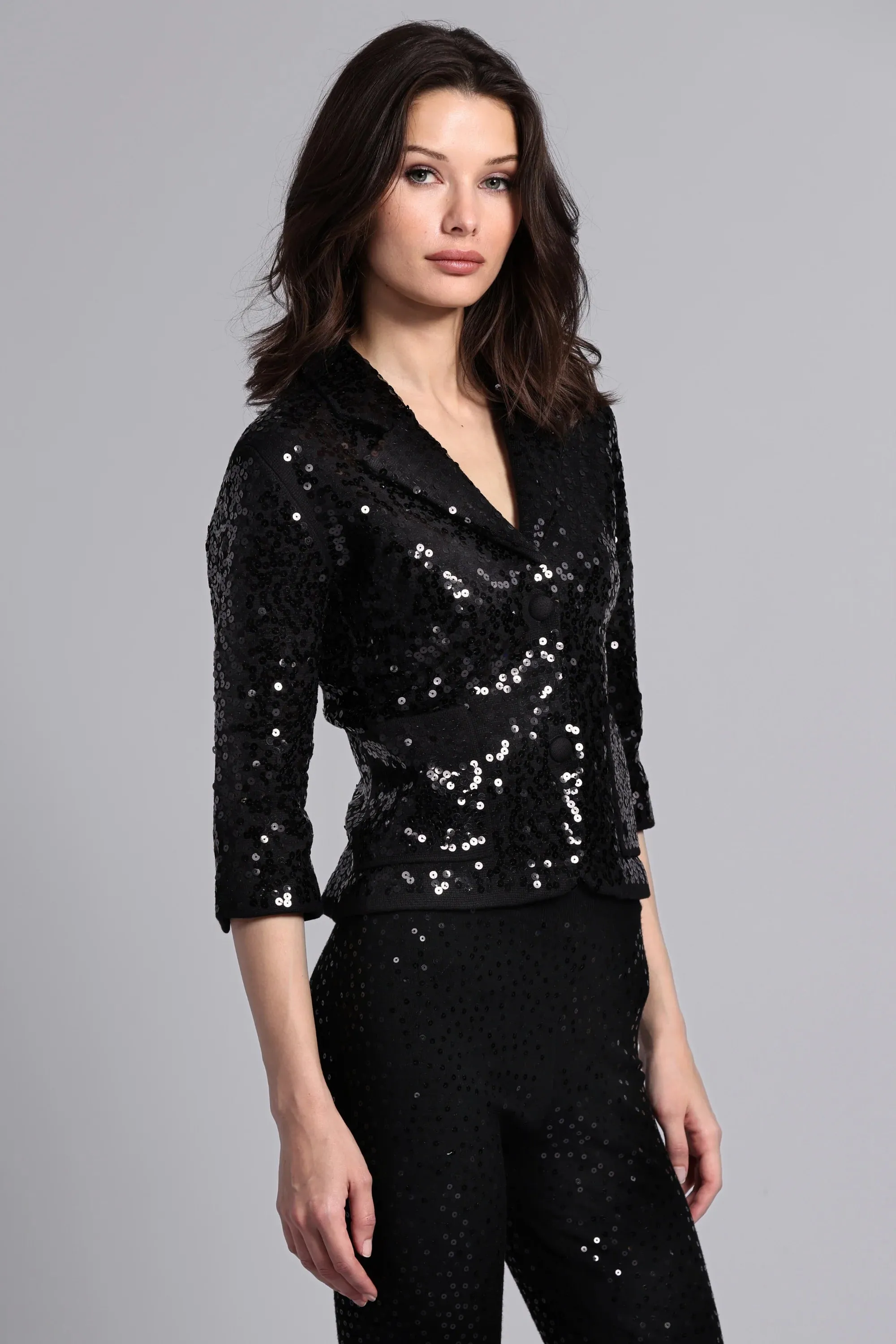 Minnie Rose Sequin Shrunken Blazer