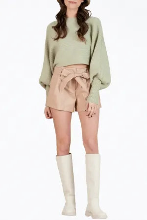 MISHA CROPPED RIBBED-KNIT SWEATER