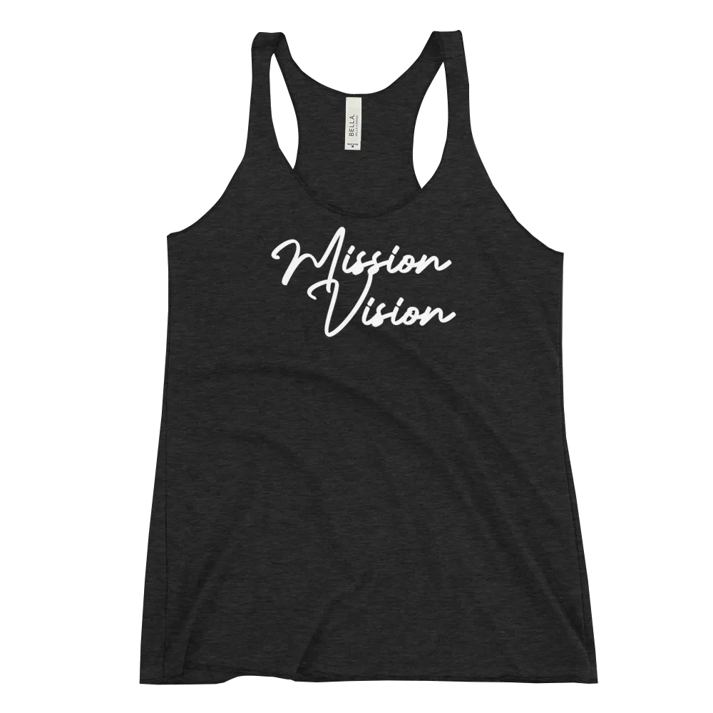Mission Vision Women's Racerback Tank (Charcoal-Black Triblend)