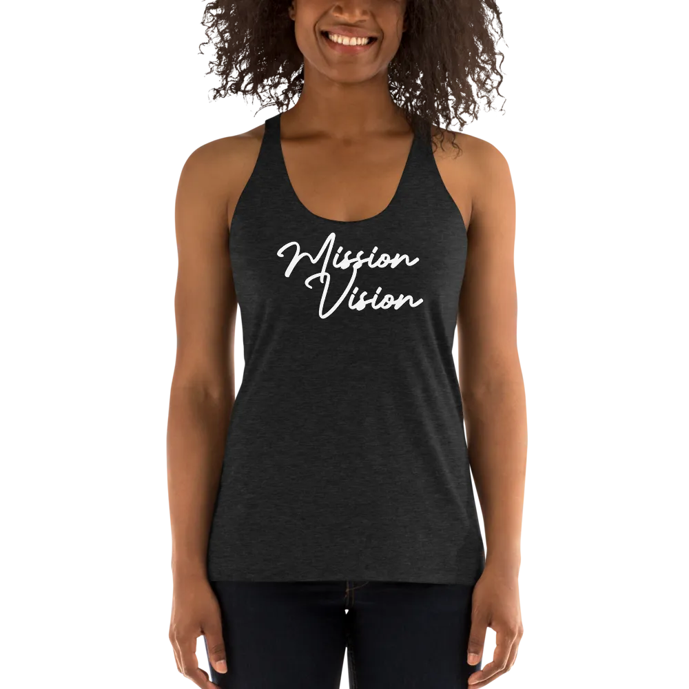 Mission Vision Women's Racerback Tank (Charcoal-Black Triblend)