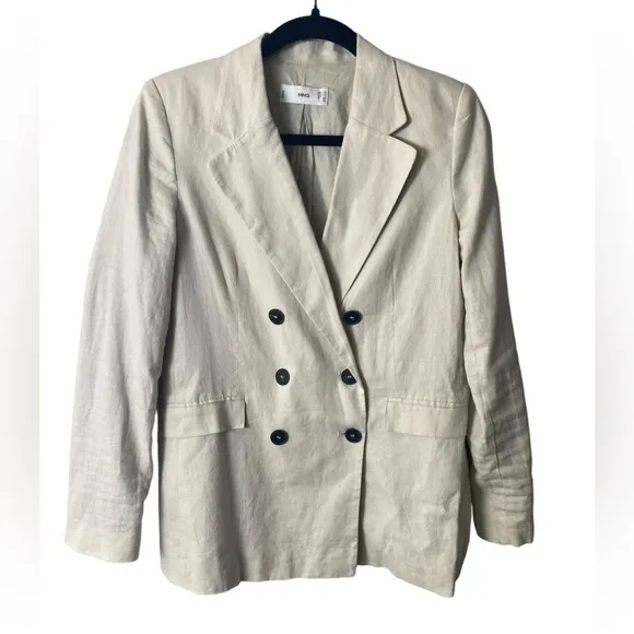 MNG Linen Blend Blazer Size 4
