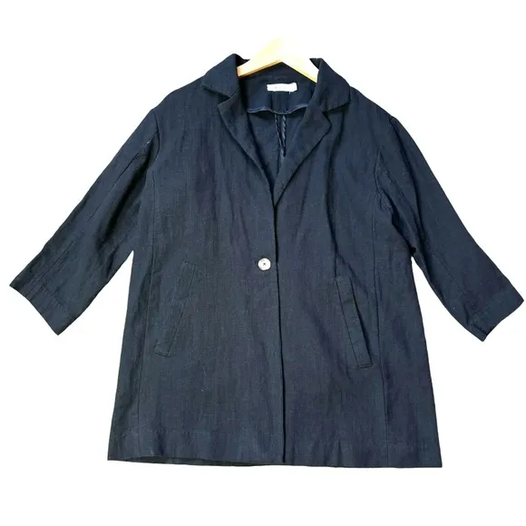 Mod Ref Linen 3/4 Sleeve One-Button Blazer size S