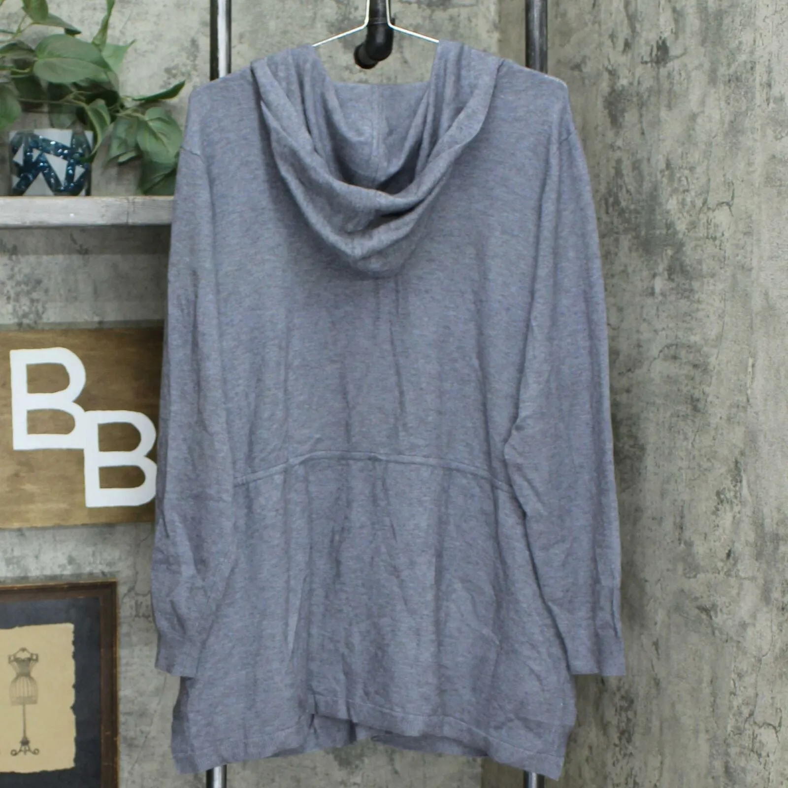 Modern Soul Plus Size Spacedye Tie Front Hooded Cardigan Sweater
