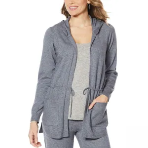 Modern Soul Plus Size Spacedye Tie Front Hooded Cardigan Sweater