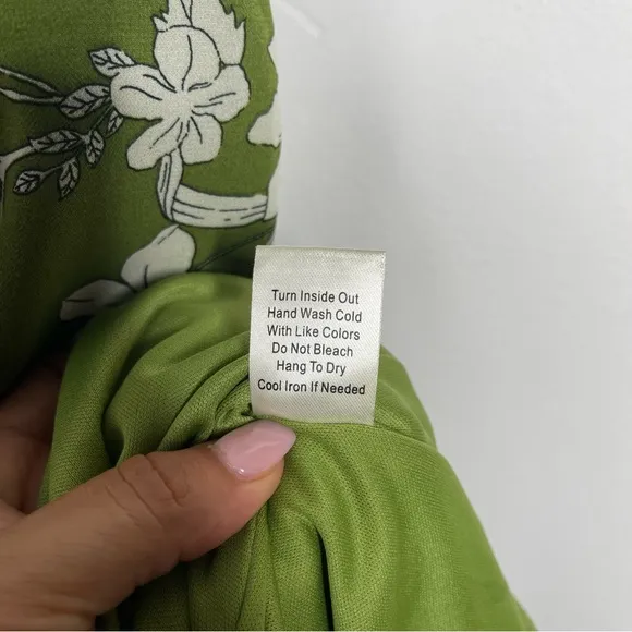 Moon River Green Floral Ruffle Wrap Midi Dress Size S