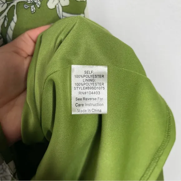 Moon River Green Floral Ruffle Wrap Midi Dress Size S