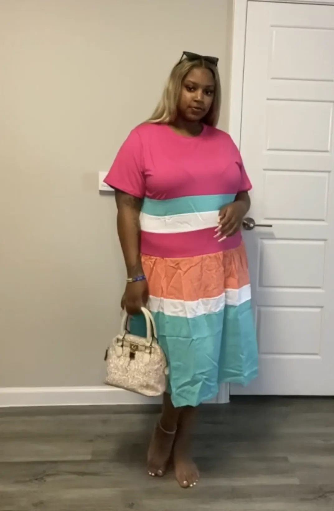 Multi Stripe Midi Dress