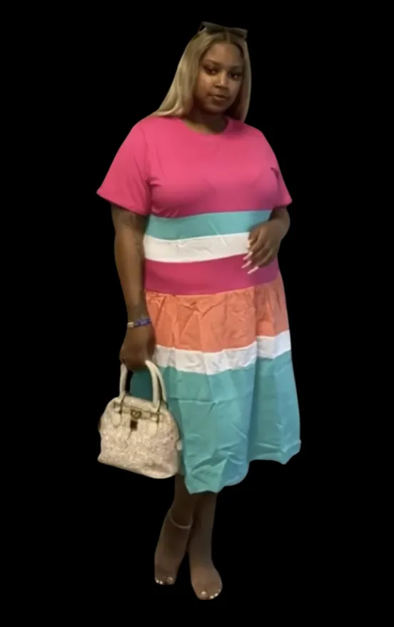 Multi Stripe Midi Dress