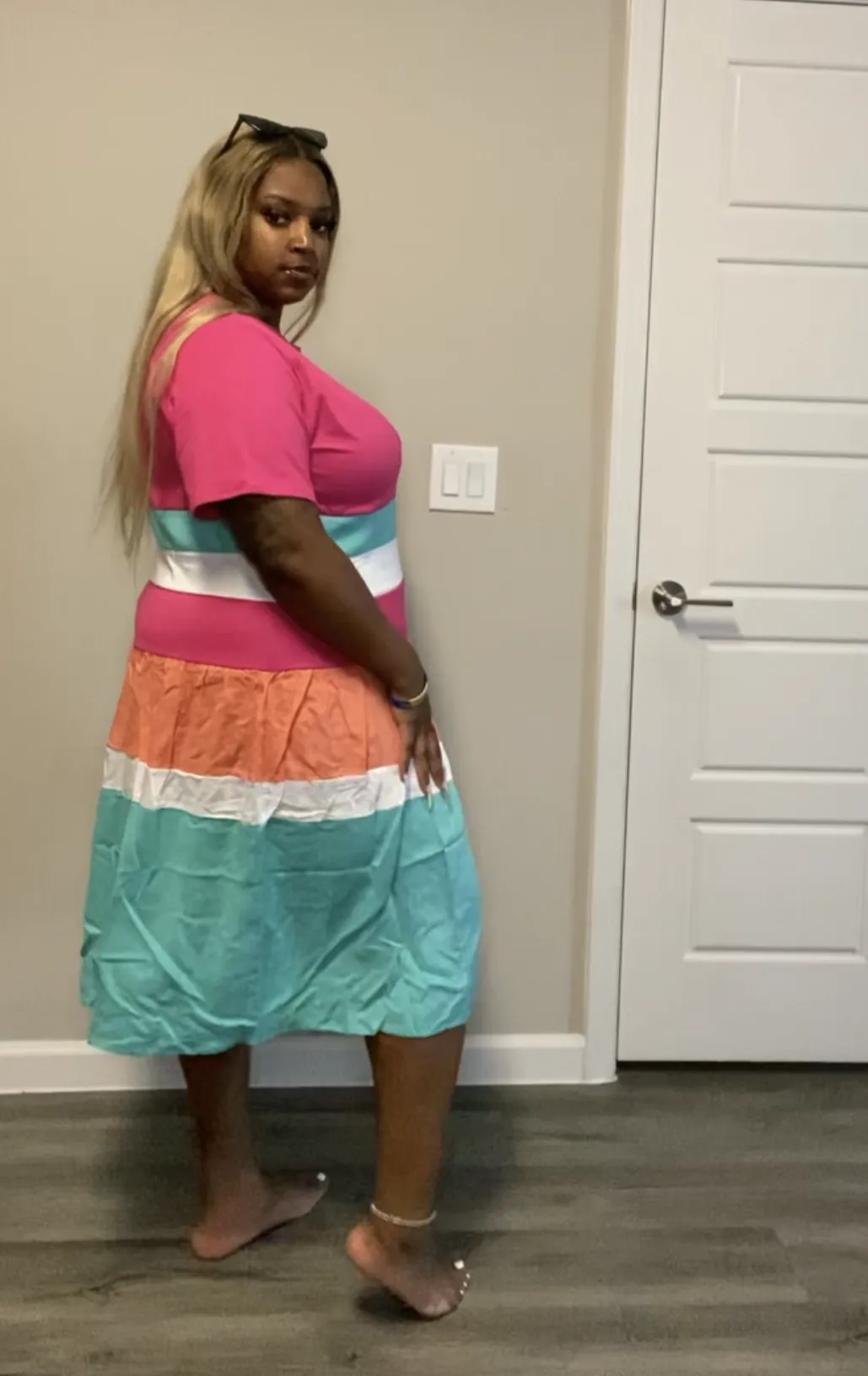 Multi Stripe Midi Dress