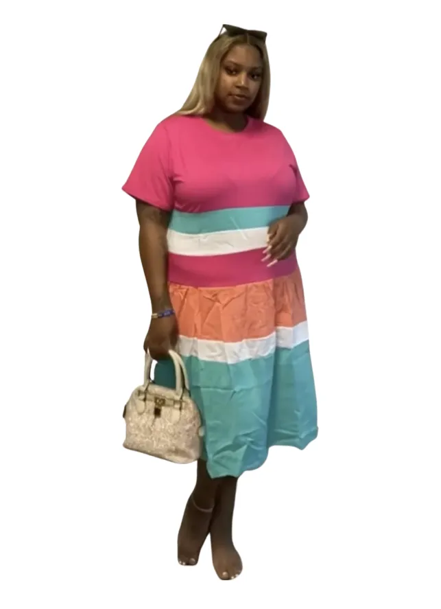 Multi Stripe Midi Dress