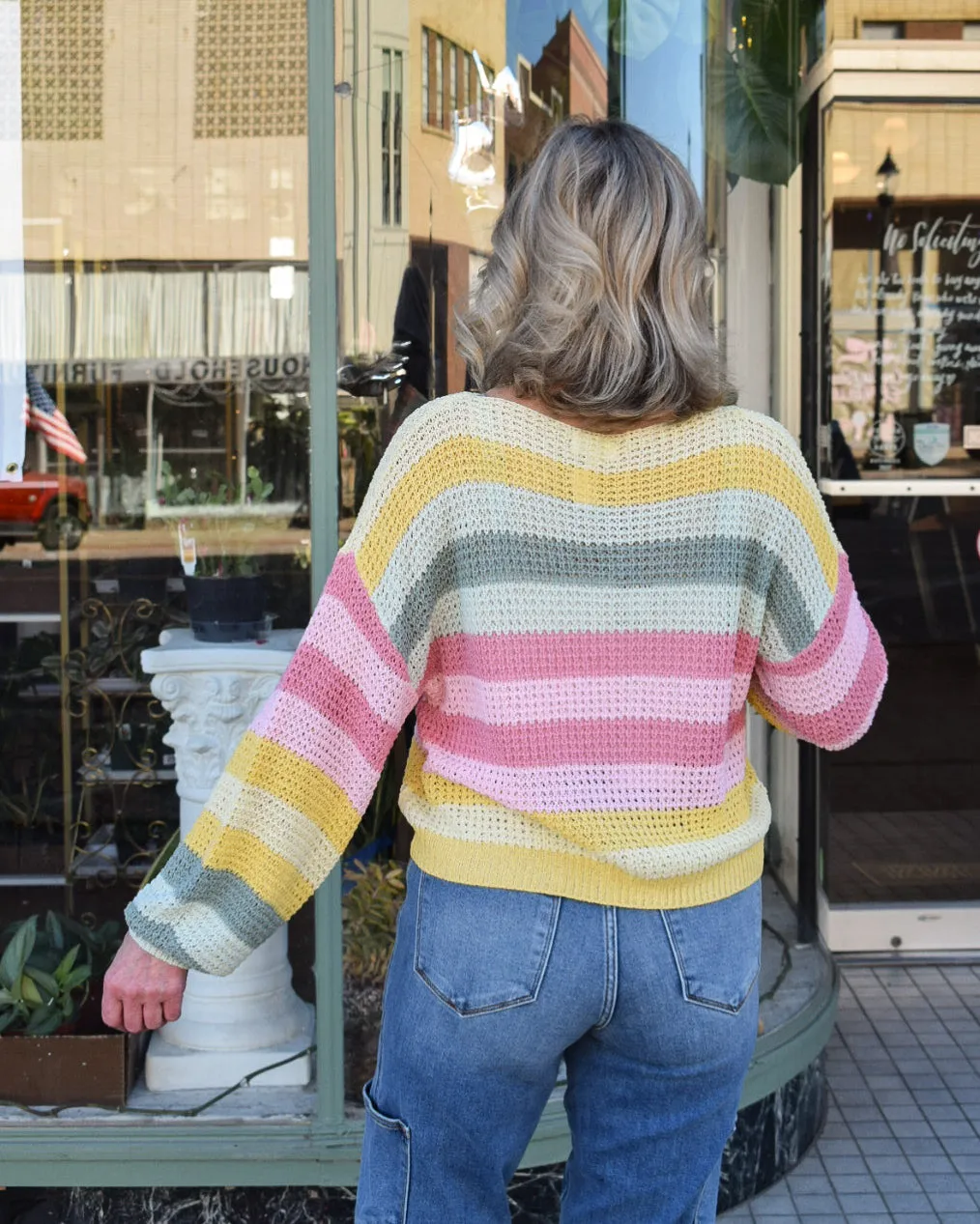 MULTI STRIPE SWEATER TOP