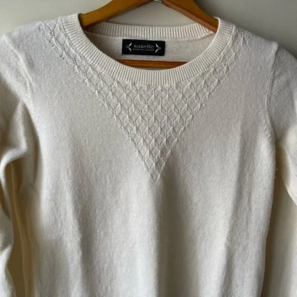 𝅺NANETTE Lepore 100% merino wool lightweight cream colour sweater XS