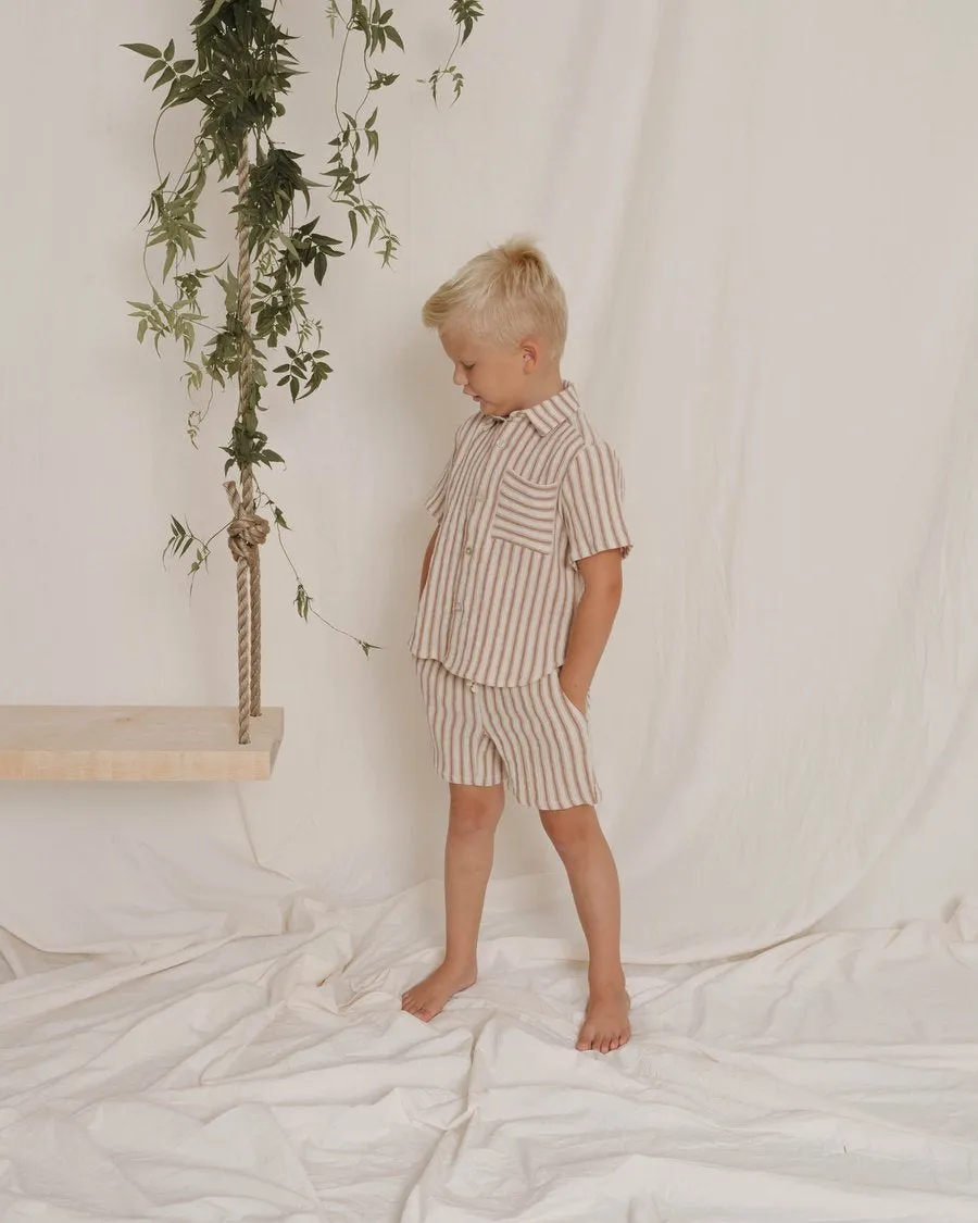 NATURAL STRIPE BERMUDA SHORTS