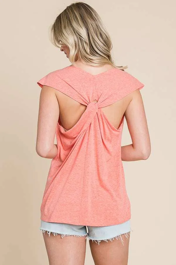 Neck Twist Drape Back Tank Top