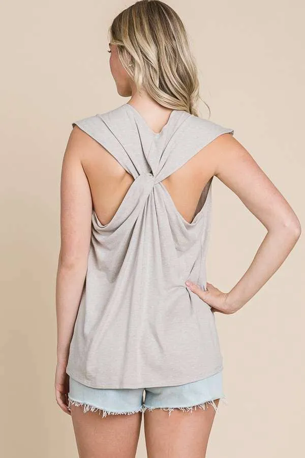 Neck Twist Drape Back Tank Top