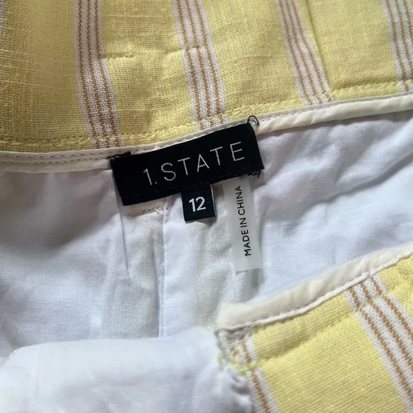 NEW 1. State Yellow Stripe High Rise Shorts
