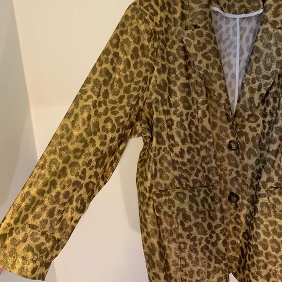 New Berek Gold Leopard Shimmer Coated Blazer