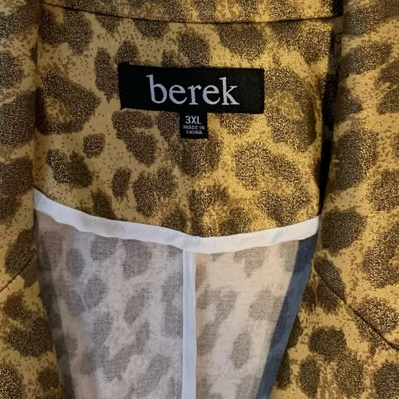 New Berek Gold Leopard Shimmer Coated Blazer