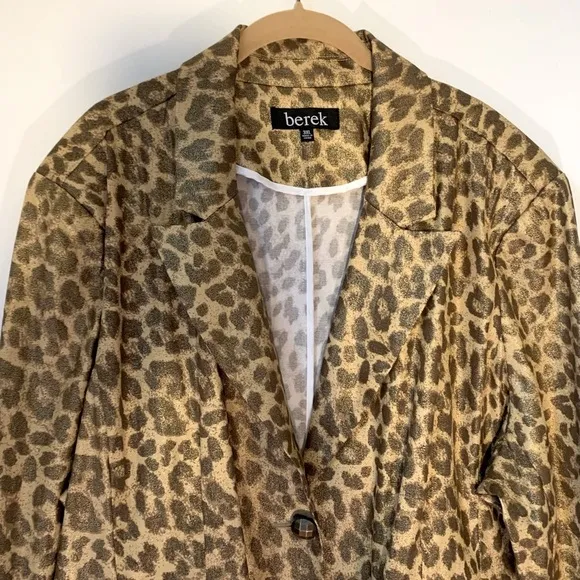 New Berek Gold Leopard Shimmer Coated Blazer