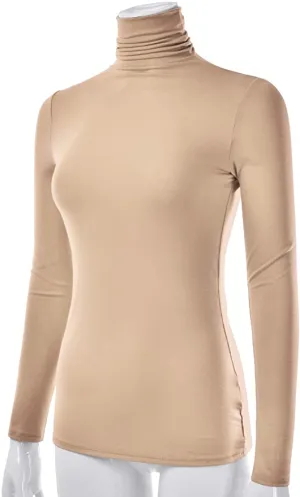 New EIMIN Women's Long Sleeve Lightweight Pullover Slim Turtleneck in Taupe, Sz M! Retails $68 