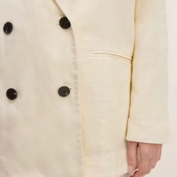 NEW Everlane The Linen Double Breasted Blazer 'Bone' Cream Ivory Size 12 NWT