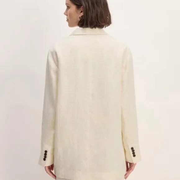 NEW Everlane The Linen Double Breasted Blazer 'Bone' Cream Ivory Size 12 NWT