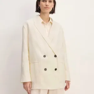 NEW Everlane The Linen Double Breasted Blazer 'Bone' Cream Ivory Size 12 NWT