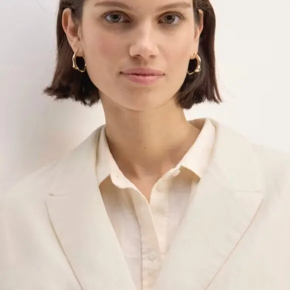 NEW Everlane The Linen Double Breasted Blazer 'Bone' Cream Ivory Size 12 NWT