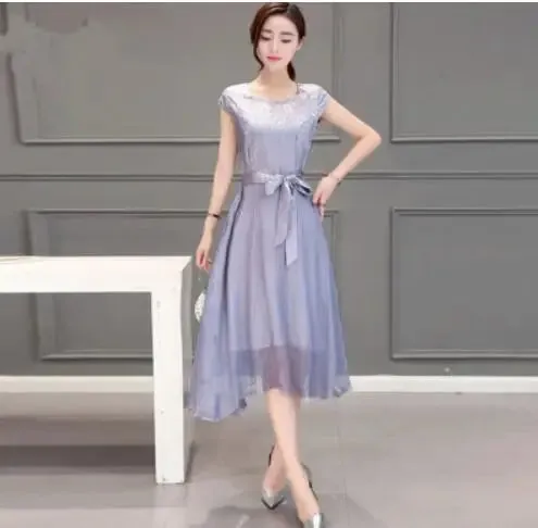New Fashion Spring Summer V-Neck Short Sleeve Dress Slim Fashion Office Business Evening Elegant Solid Silk Dresses