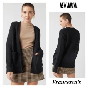 New Francesca’s Fiona Diamond Knit Black Cardigan