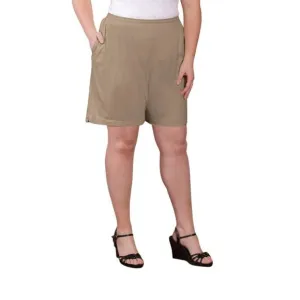 NEW ON THE PLUS SIDE jersey cotton shorts - plus in tan