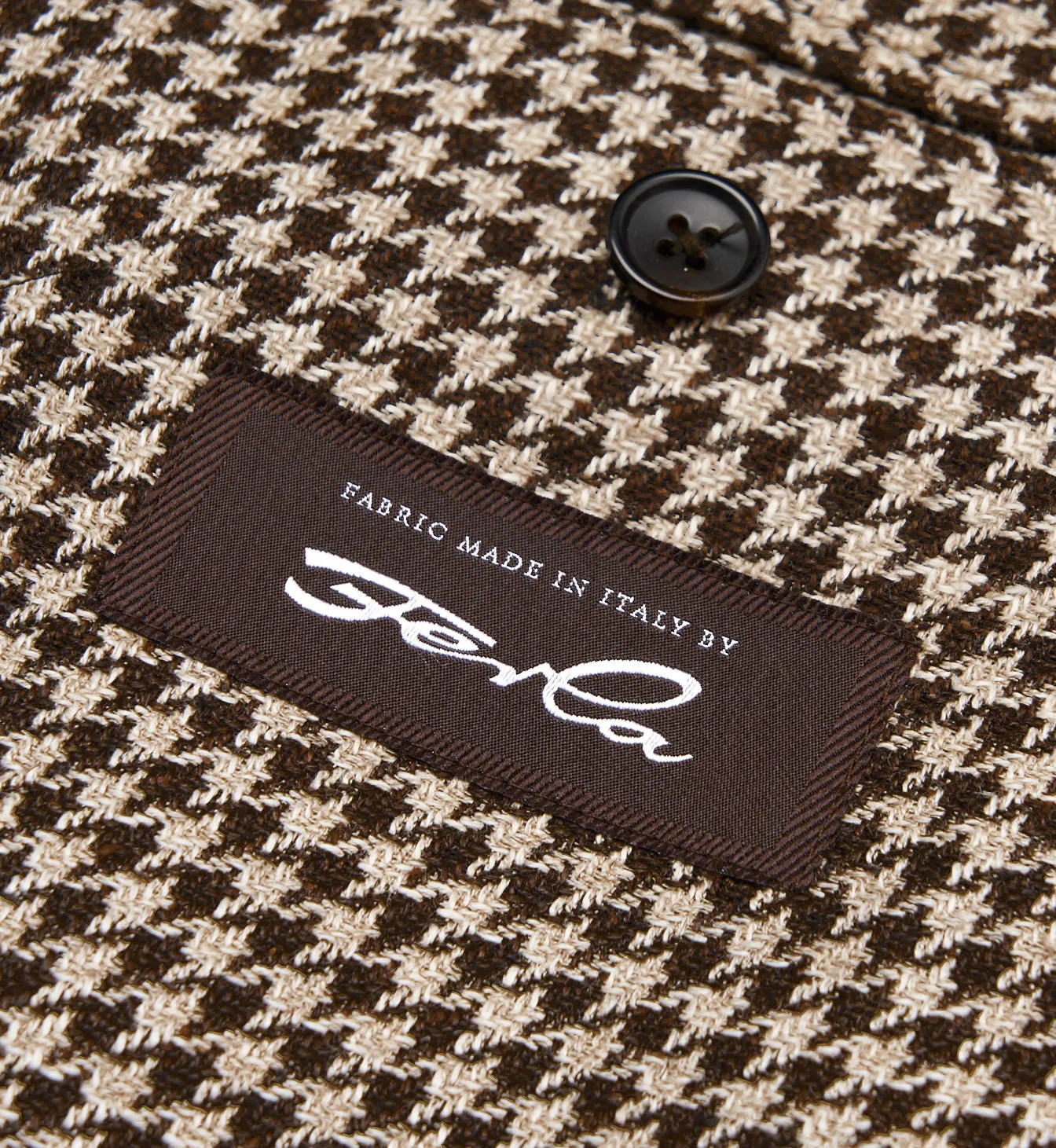 New Suitsupply Havana Brown Houndstooth Linen, Silk, Wool, Cotton Ferla Blazer - Size 34R