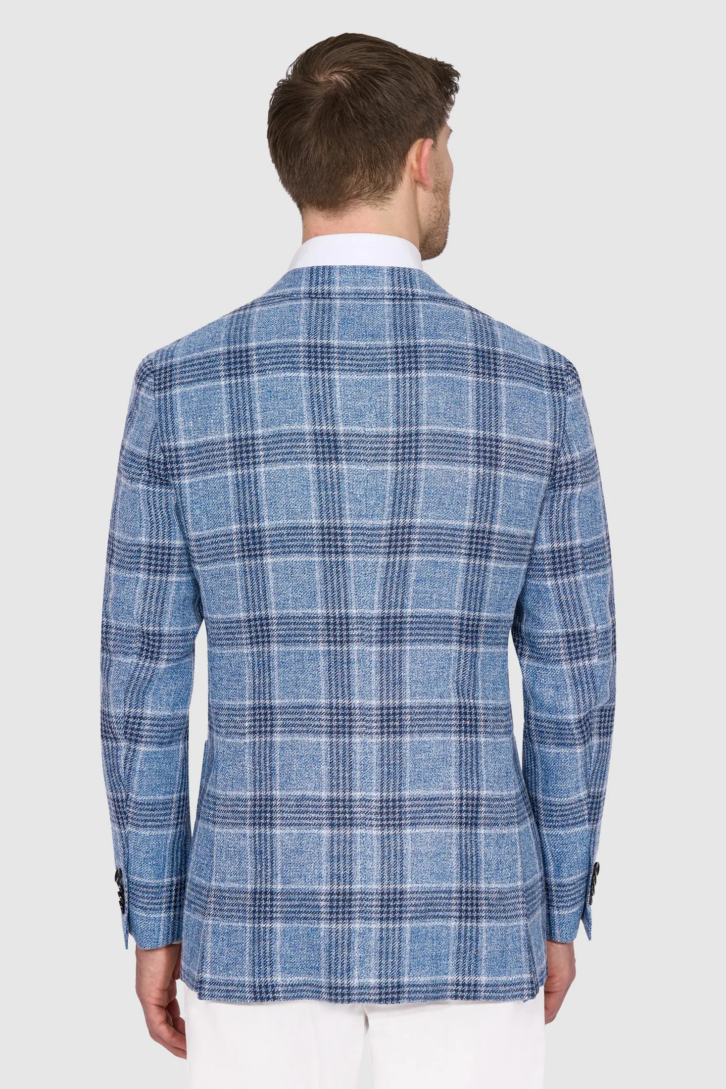 New Suitsupply Havana Light Blue Check Linen, Silk, Cotton Blazer - Size 36R and 38R