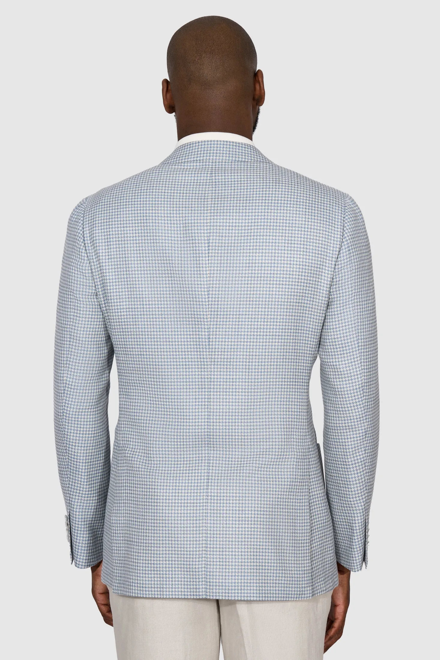 New Suitsupply Havana Light Blue Houndstooth Wool, Mulberry Silk, Linen Blazer - Only Regular Sizes Available