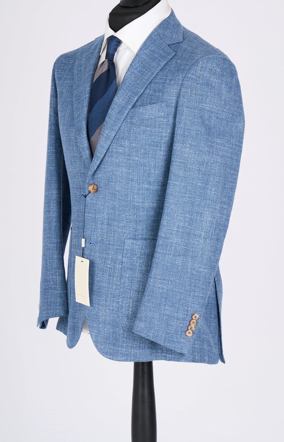 New Suitsupply Havana Light Blue Wool, Silk, Linen, Cashmere Blazer - Size 36R