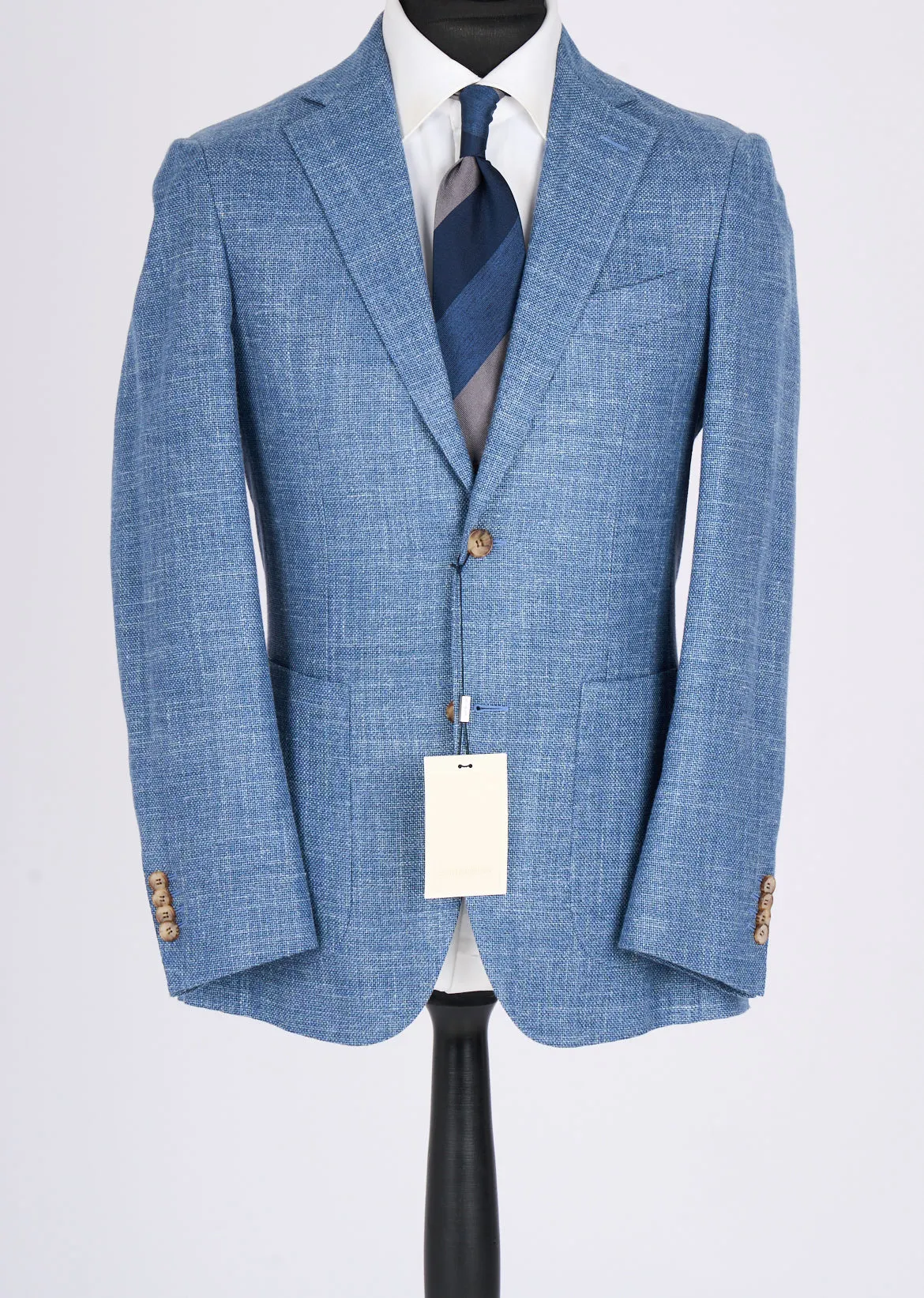 New Suitsupply Havana Light Blue Wool, Silk, Linen, Cashmere Blazer - Size 36R