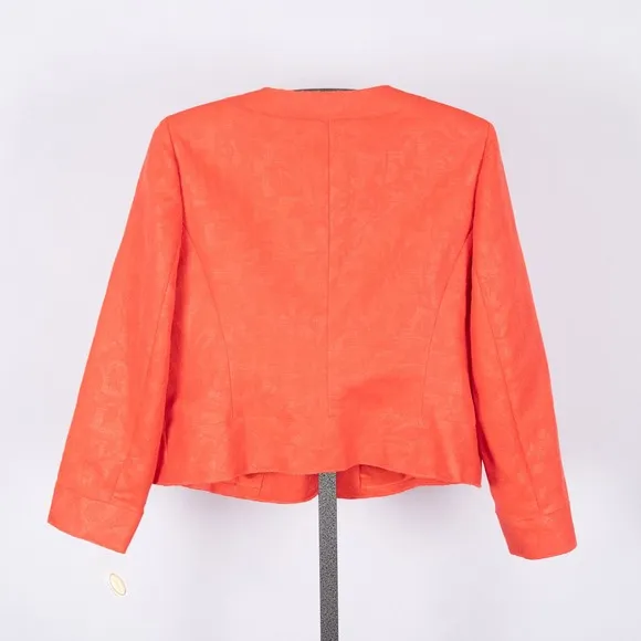 NEW Talbots Cotton Linen Blend Cropped Blazer Italian Fabric Women's Size 16