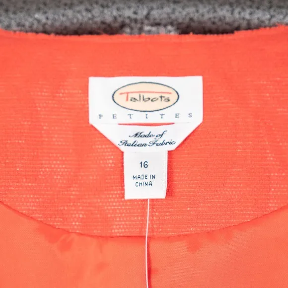 NEW Talbots Cotton Linen Blend Cropped Blazer Italian Fabric Women's Size 16