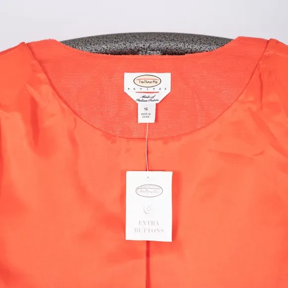 NEW Talbots Cotton Linen Blend Cropped Blazer Italian Fabric Women's Size 16