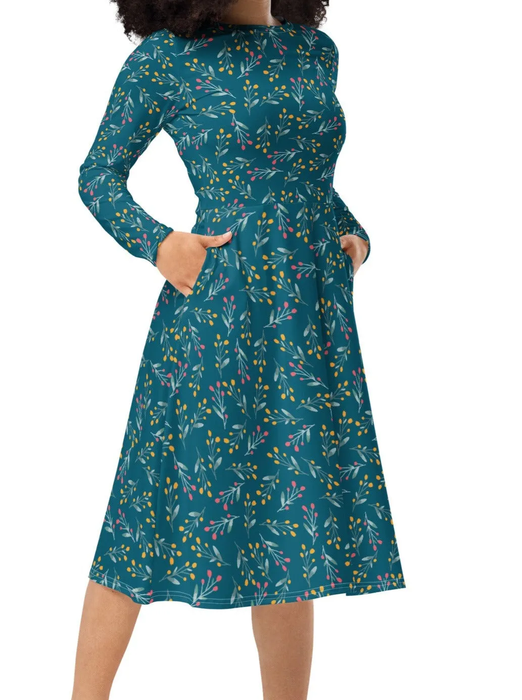 Night-time Blooms Midi Dress (S-4XL)
