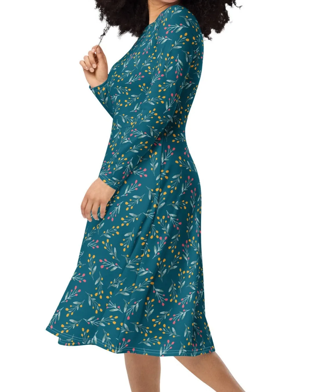 Night-time Blooms Midi Dress (S-4XL)