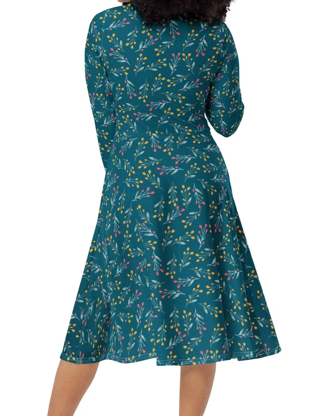 Night-time Blooms Midi Dress (S-4XL)