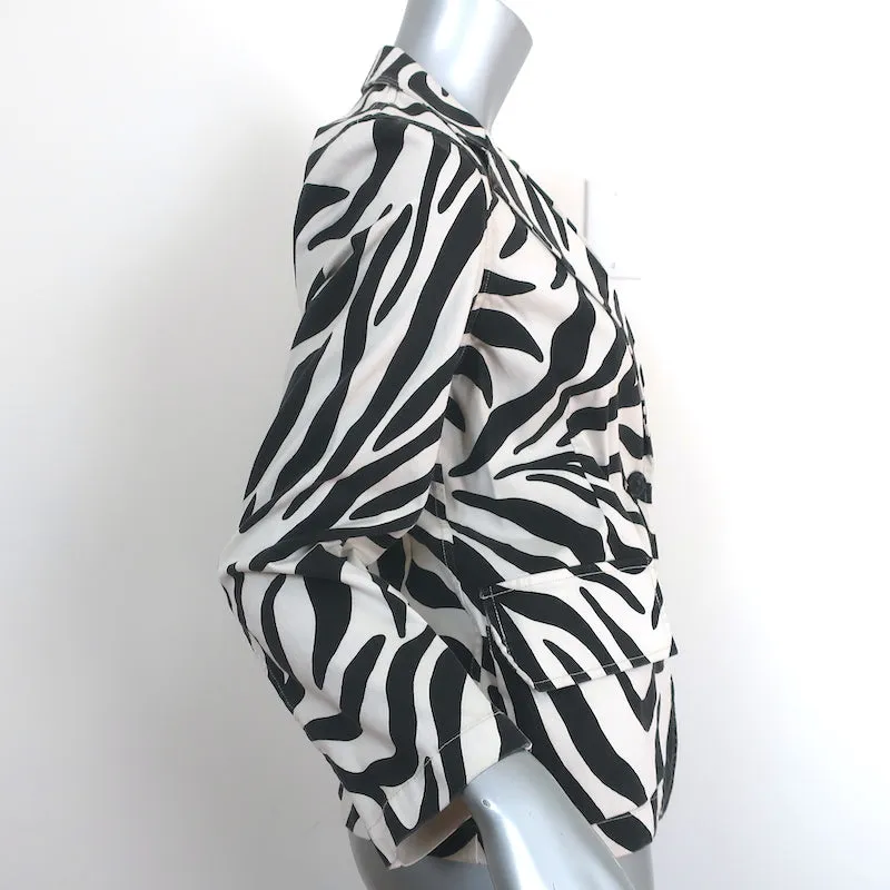 Nili Lotan Blazer Addison Zebra Print Cotton Size 4 One-Button Jacket NEW
